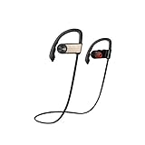 AlenJ SWEATPROOF Bluetooth Headphones with Silicone Earhook Secure Fit for Running, Exercise, Durable, Noise Canceling,7 Hours Playtime with Mic Volume Control for iPhone, Black