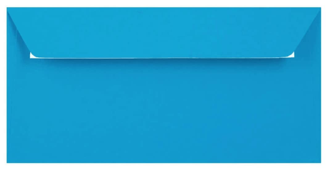 DL (110mm x 220mm) Coloured Envelopes Perfect for Christmas Cards, Greeting Cards, Wedding/Party Invitations, Crafts and Many More - Pack of 15 (Kingfisher Blue Peel & Seal)