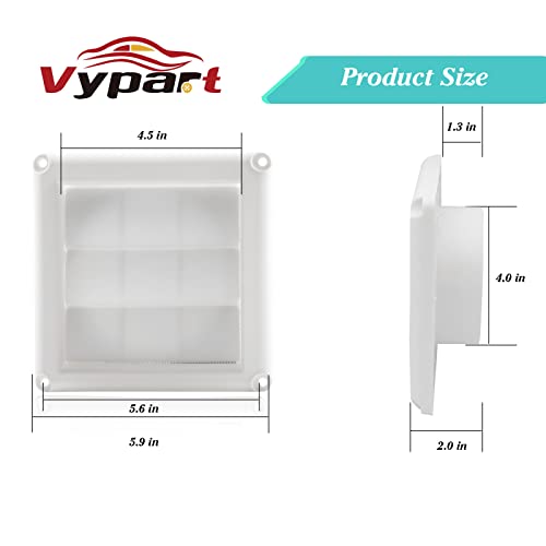 4" Louvered Dryer Vent Cover,White Dryer Exhaust Vents Cover,Ensure