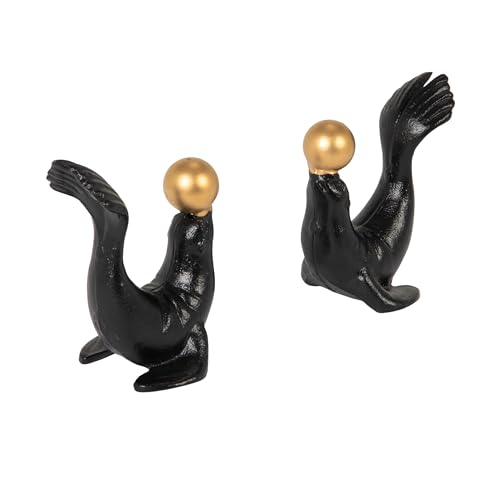 Creative Co-Op Cast Iron Seal Bookends, Hand-Painted Finish