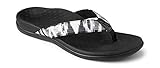 Vionic Tide Sequins Thong Flip Flop Sandal Shoe - Black/White - Womens - 8