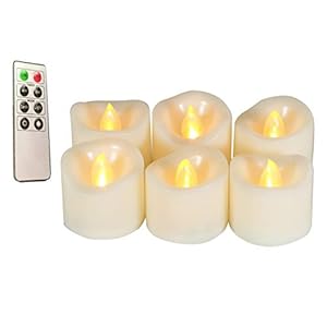 Theelichten LED realistische heldere Flikkerende LED-kaarsen met afstandsbediening, batterij en 2/4/6/8 timer, 300 uur…