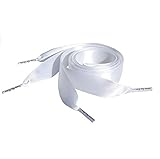 White Flat Satin Ribbon Shoelaces, Shoe Laces For Kids, Youths & Women's Trainers, Sneakers (85cm or 33