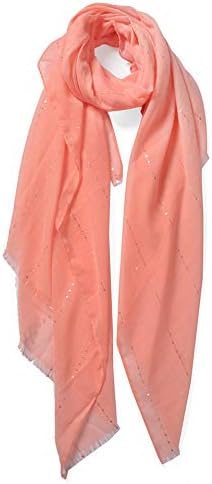 Plain Colour Ladies Scarf Shoulder Wrap Wedding Bridal Shawl Sequin Sparkle Line Detail Soft Feel, Large Size