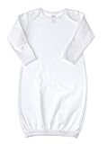 Baby Jay Newborn Sleeper Gown - White Soft Cotton Baby Nightgown Swaddle With Mitten Cuffs and Elastic Bottom