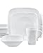 Corelle Boutique Cherish Embossed Square 16-Piece Set White Dinnerware Square Dishes Stackable And Lightweight Dishwasher Freezer Oven And Microwave Safe Made Of Glass And Porcelain Chip Resistant