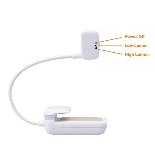 image for TFY Clip-on LED Reading Light with 2 Levels of Lumen Intensity for Kin