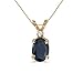 14k Yellow Gold Oval Sapphire And Diamond Pendant with 18