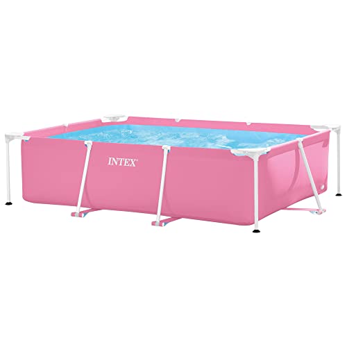 Intex 2.2m x 1.5M x 60cm Pink Rectangular Frame Pool, Set-up Size: 2.20m x 1.50m x 60cm (28266NP)