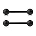 Ruifan 316L Stainless Steel Tongue Nipple Shield Barbell Ring Bar Body Piercing Retainer 14G 12mm 2PCS (Black)