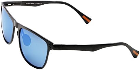 Yougarr Group Retro Wayfarer Sunglasses Polarized Metal Frame Classic Vintage Design for men women (Blue Len/Black Frame, 52)