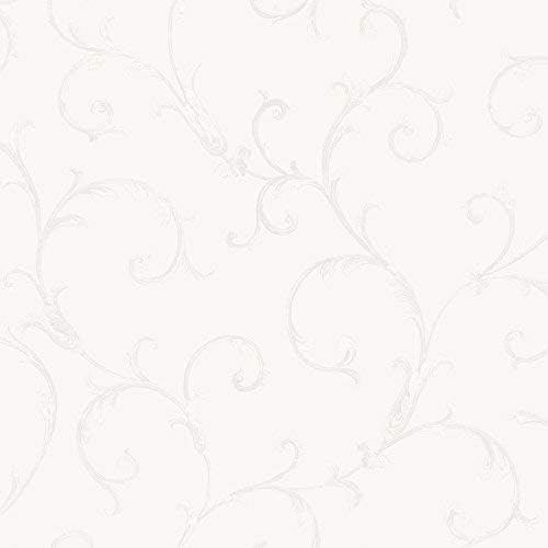 Muriva 20593 Style Acanthus Scroll White Luxury Italian Heavyweight Paste The Wall Wallpaper