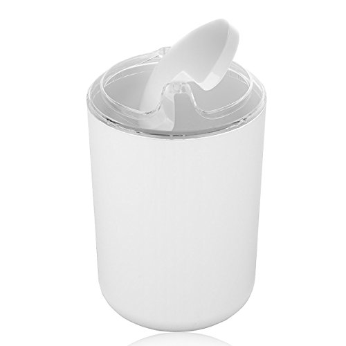 Zuvo 6 Pcs Plastic Bathroom Accessory Set Luxury Bath Accessories Bath Set Lotion Bottles, Toothbrush Holder, Tooth Mug, Soap Dish, Toilet Brush, Trash Can, Rubbish Bin (White)
