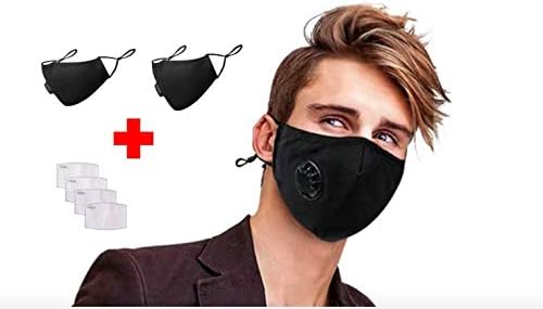 2 Pack Face Mask 4 Filters- Anti Air Pollution Smoke Mask- Reusable Face Mask- Washable Cotton for Outdoor Activities- Adjustable-Activated Carbon Filter-Sport Mask