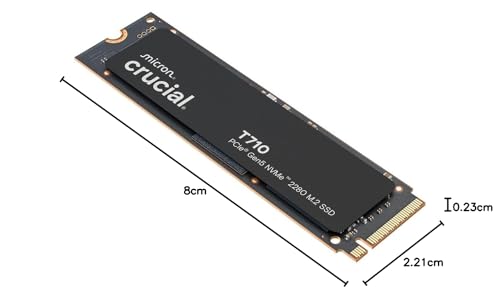 Crucial T710 SSD 4TB M.2 NVMe PCIe 5.0 x4 Gen5, bis zu 14.500 MB/s Lesen, 13.800 MB/s Schreiben, für Laptop und Desktop PC, TLC NAND, Interne Festplatte - CT4000T710SSD8-01 8