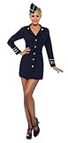 Smiffy's Women's Flight Attendant Costume, Dress and Hat, Icons and Idols, Serious Fun, Size 10-12, 28879