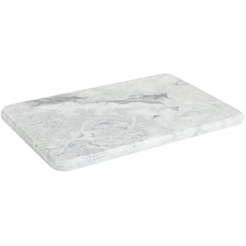 Home Basics Multi-Purpose Pastry Marble Cutting Board Slab with Non-Slip Feet for Stability & Scratch Protection for Countertop, Easy to Clean, Trivet, White