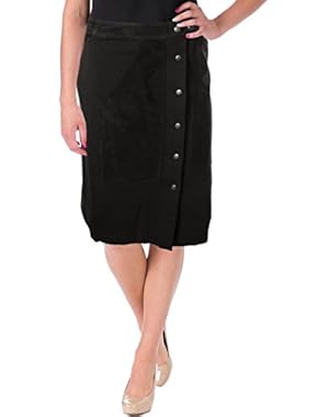 Theory Women's Fixture Ponte Slyn Skirt with Suede Pocket Black Size 00