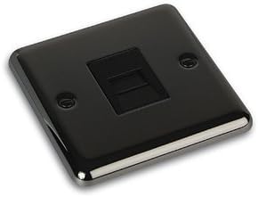 Volex Black Nickel Master Telephone/Phone Socket Outlet with Rounded Edge and Black Inserts