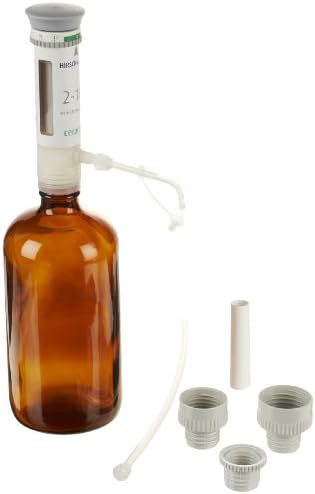 Hirschmann Ceramus Classic 934000010 Bottle Top Dispenser with Ceramic Piston and 32oz Bottle, 2-10ml Volume Range, 0.25ml Graduation