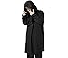 Men's Black Long Hooded Cardigan Large Cape Cloak Coat