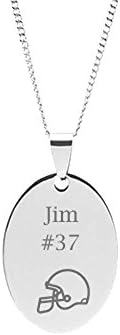 DMDCollection Stainless Steel Engravable Oval Football Helmet Pendant on 18" Chain