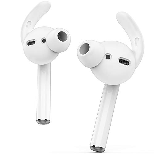 AhaStyle Earbuds Ear Hooks Covers [Sound Quality Enhancement] Compatible with Apple AirPods EarPods Headphones [2 Pairs- Large & Small] (Clear)