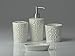 Designer 4-Piece Ceramic Bath Accessory Set | Includes Liquid Soap or Lotion Dispenser w/Toothbrush Holder, Tumbler, Soap Dish | Vintage Damask | Alpine White