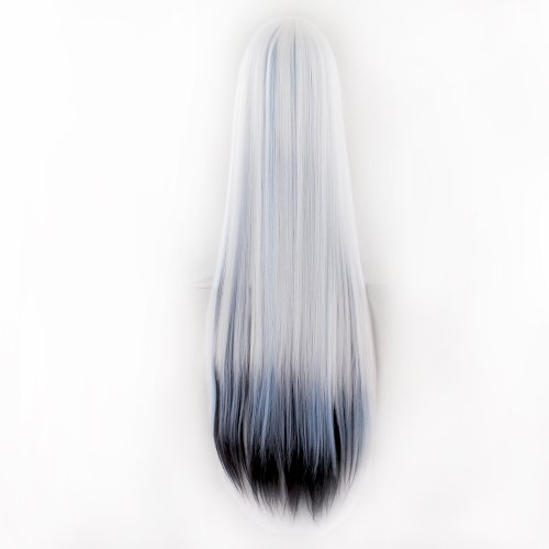 MapofBeauty 40" 100cm Anime Costume Long Straight Cosplay Wig Party Wig (White/Blue/Black)