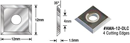 Amana Tool RCK-457-DLC SC 4 Cutting Edges Diamond-Like Carbon (DLC) Coated Insert Knife for Solid Wood 12 x 12 x 1.5mm x 45 Degree Angle - Image 5
