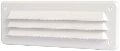 WHITE SURFACE MOUNTED RECTANGULAR PLASTIC AIR VENT WITH INSECT/MOSQUITO NET VARIOUS SIZES AVAILABLESuitable for internal an external use. (White) (230mm x 80mm x 13mm Air flow 35cm2)