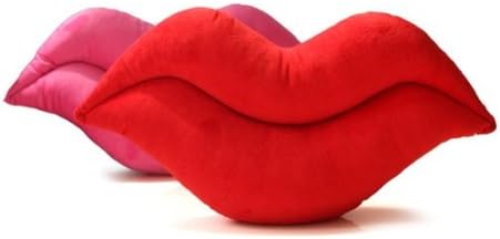 Cygoshop Sexy Velvet Lips Shaped Cushion,lips shape plush toy (Red+Pink(a pair))