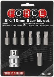 Force 4081 1 2 Square Drive Star Torx BIT SET 8pc