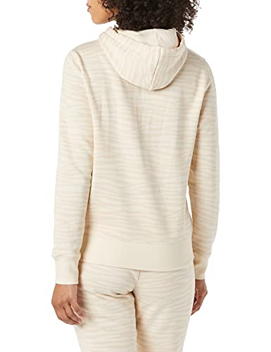 AMAZON ESSENTIALS WOMEN’S REGULAR-FIT FLEECE PULLOVER HOODIE (AVAILABLE IN PLUS SIZE), ECRU ZEBRA STRIPE PRINT, X-SMALL
