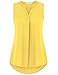 Lyking Women's Henley V Neck Sleeveless Curved Hem Chiffon Blouse Shirts Tank Tops