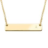 18K Gold Plated Initial Bar Necklace Mothers day Graduation gift 17.5 inch Personalized Bar Necklace #4