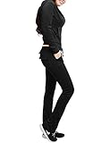 NE PEOPLE Womens Casual Basic Velour 2 Pieces Zip Up Hoodie & Sweatpants Tracksuit 2 Piece Set S-3XL