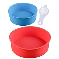 zswell Round Silicone Cake Mold Baking Bakeware Pan - 6 Inch and 8 Inch - Set of 2 - BPA Free - Kitchen Baking Tool with Egg White Separator
