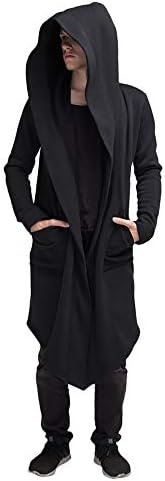 Moserian Mens Autumn Winter Casual Hooded Pocket Trench Long Sleeve Outwear Coat