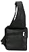 Leather Black Cowhide Multi-Pocket Organizer Carry All Cross-Body Shoulder Messenger Sling Bag with Key Ring Carabiner