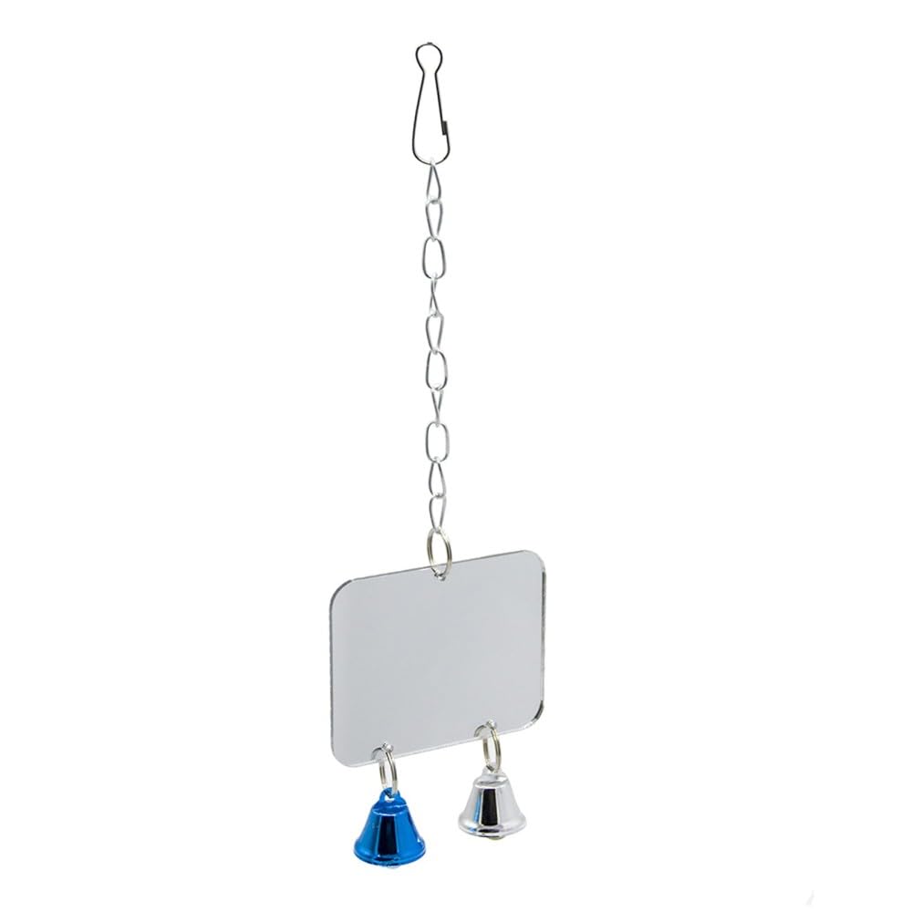DONGKER Bird Cage Hanging Mirror, Bird Acrylic Mirror With Bell for Parrot Cockatiel Parakeet Cockatiel
