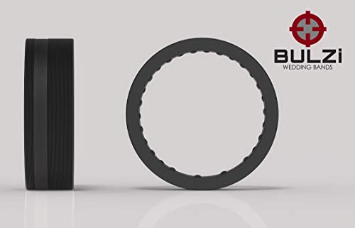 BULZi Wedding Bands, Massaging Comfort Fit Premium Silicone Ring with Airflow, Men's and Women's Rings, Breathable Flexible Work Safety Design (Matte Black Zi2, Size 8 - (8mm Width Band))