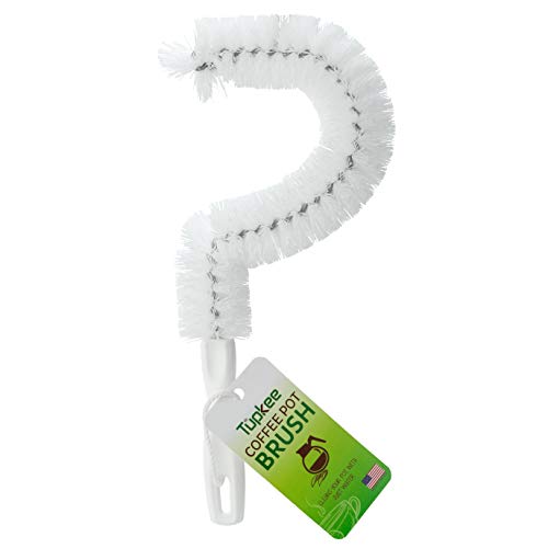 Tupkee Coffee Pot Cleaning Brush – Non Scratching, Long Lasting Bristles, Curved Coffee Decanter Cleaning Brush