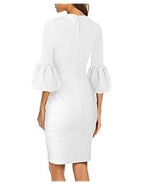 VIUVIU vestido de cóctel plisado con mangas acampanadas para mujer, para oficina, trabajo, casual, vestido de fiesta