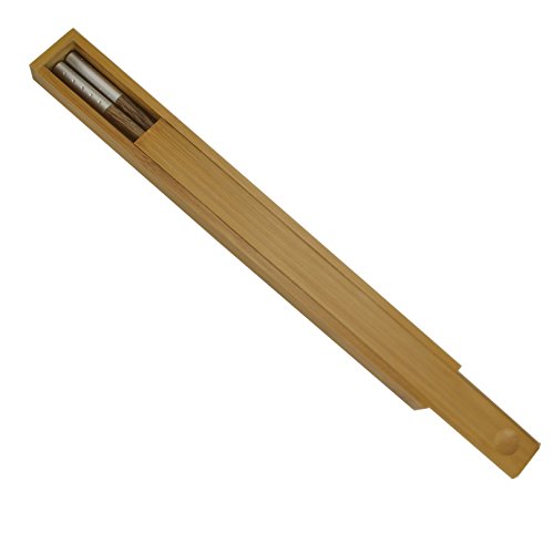 1 Pair Mozentea High Quality Totally Natural Wenge Wood Chopsticks CKZ01 (1 Pair Silver)