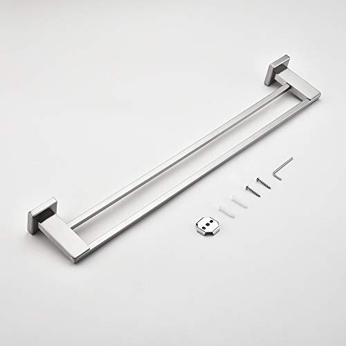 Iriber Double Bath Towel Bar Rack Holder Brushed Nickel,Modern SUS 304 Stainless Steel Bathroom Accessory Hardware Shelf Wall Mounted
