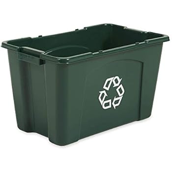 Stackable Reycling Bin, Green Recycling (Pack of 6)