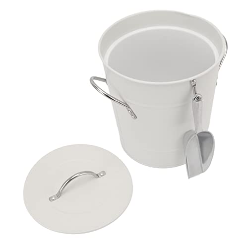 Greensen Double Wall Thermal Ice Bucket with Lid and Spoon for Champagne and Wine, Refrigerated Container, White, 19.5 x 20.5 x 16 cm