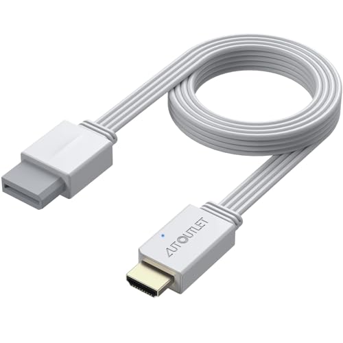 AUTOUTLET Wii to HDMI Converter 1080P 5ft/150cm for Full HD Device, Adapter with HDMI Male Cable Output Compatible with Nintendo Wii, Wii U, HDTV, Monitor-Supports All Wii Display Modes