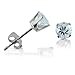 14K White Gold Round Aquamarine Stud Earrings (4 mm)